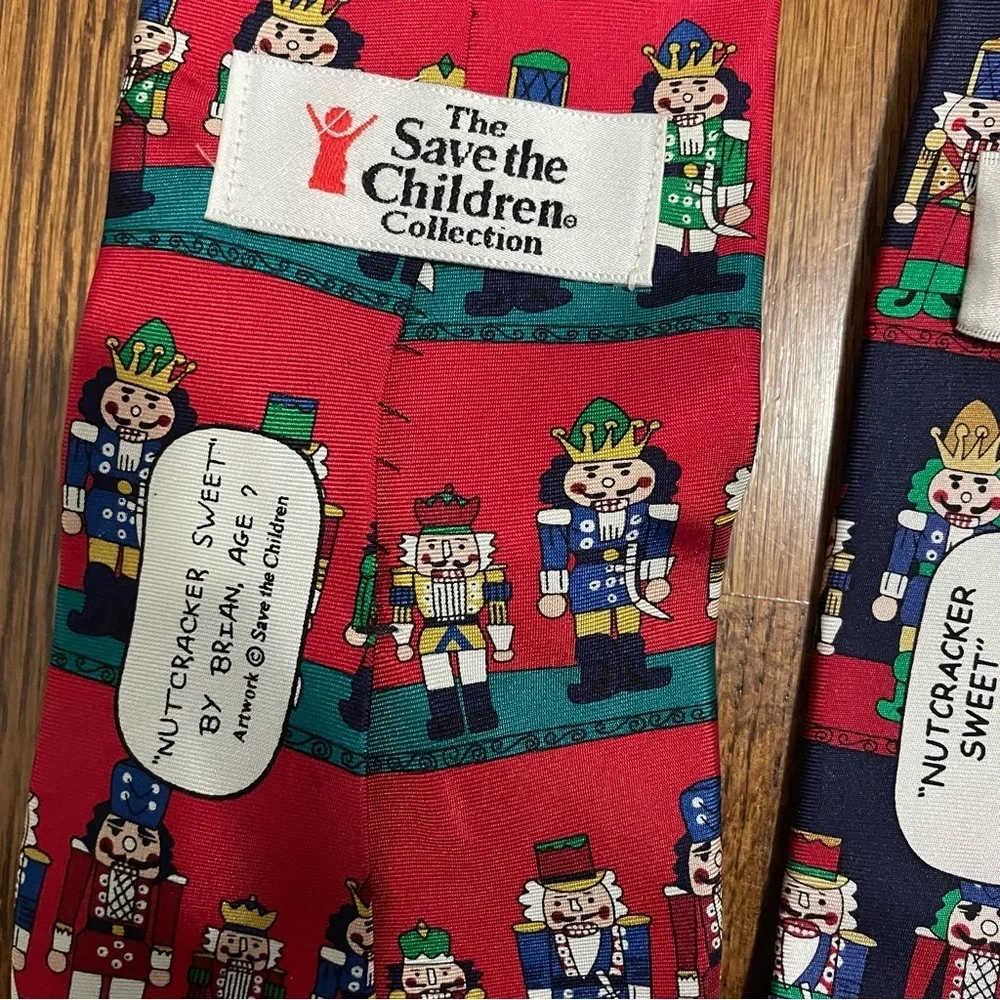 Save‎ the Children Christmas Holiday Red Blue Silk Ties Qty 4